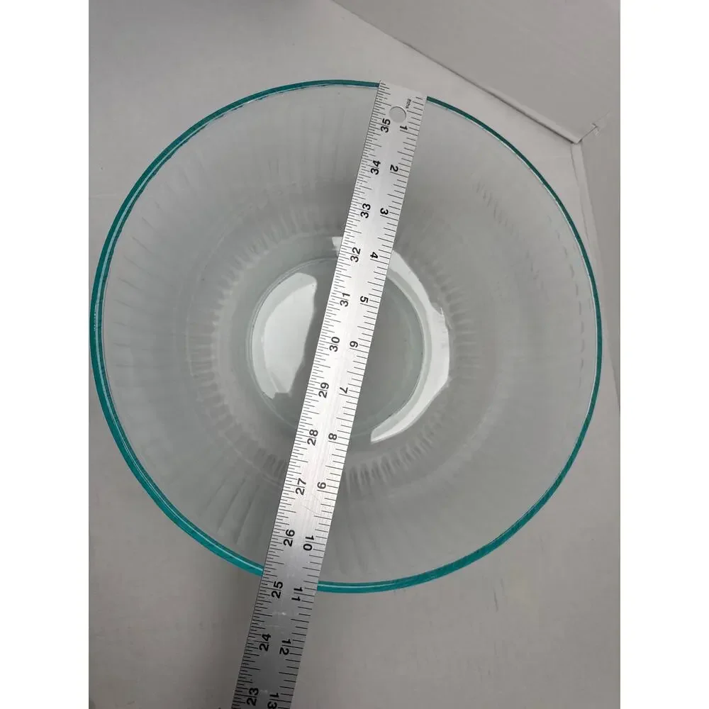 Pyrex 7404-S Clear Aqua Tint Ribbed 4.5Q Mixing Bowl USA 4.3L No Lid